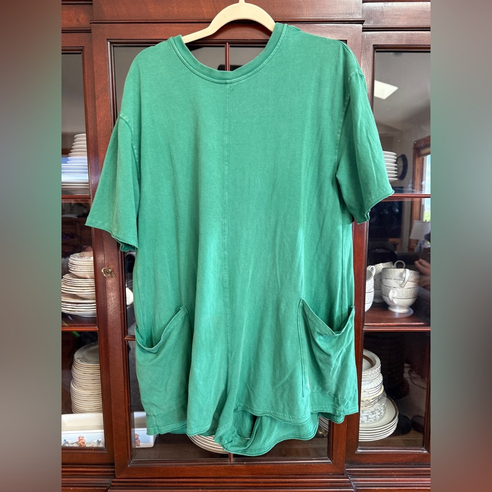 Free People Hot Shot Tee Romper Heritage Green - Picture 4 of 6